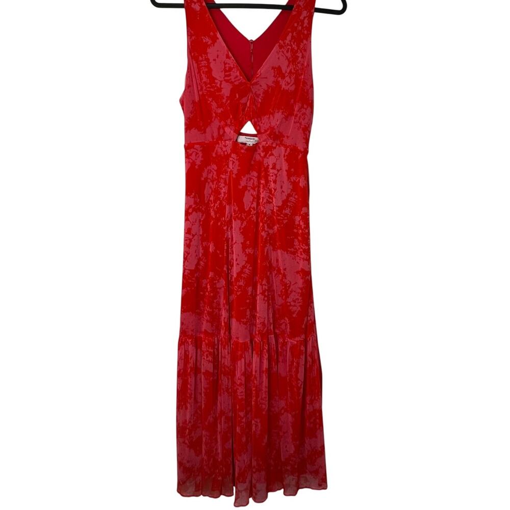 Thakoon Collective Sleeveless Double V Neck Cocktail Midi Dress Red Size 4 - Picture 5 of 16